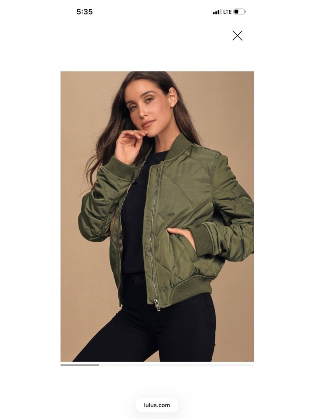 Lulus Style Expedition Olive Green Quilted Bomber Jacket XL